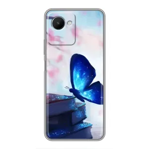 Силиконовый бампер с картинкой животных для Realme C30s (Бабочка синяя)