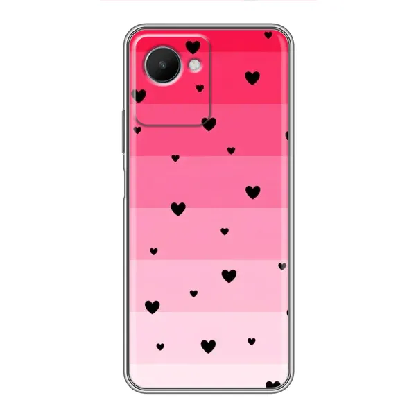 Чехол с рисунком «Чорные сердечки» для Realme C30s