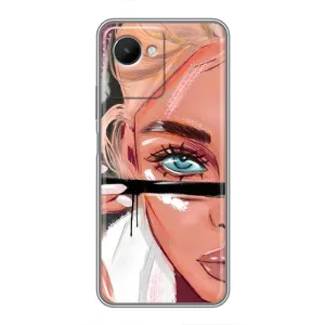 Силиконовый Чехол на Realme C30s с картинкой Стильных Девушек (Девушка и ресницы)