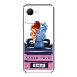 Силиконовый Чехол на Realme C30s с картинкой Стильных Девушек (Девушка на машине)