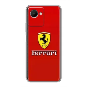 Силиконовый бампер с картинкой машины на Realme C30s (Ferrari Logo)