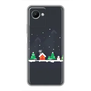 Силиконовый бампер на рождество для Realme C30s (Город зимний)