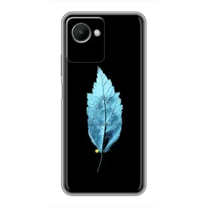 Чехол с картинками на черном фоне для Realme C30s (Листочек)