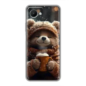 Печатный чехол «Зверята с кофе» для Realme C30s (Медвежонок с кофе)