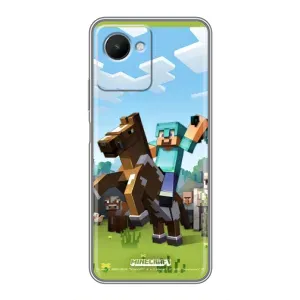 Чехлы для Realme C30s (Персонажи Майн Крафт) (На коне)