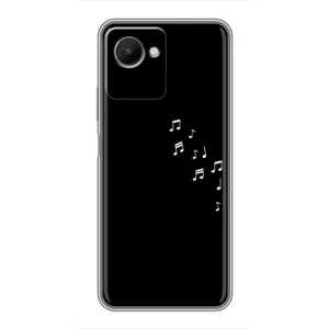 Чехол с картинками на черном фоне для Realme C30s (Ноты)