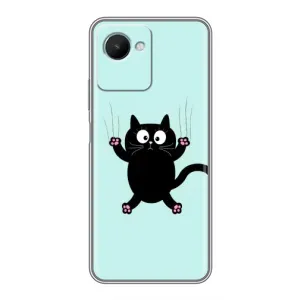 Силиконовый чехол с котиком для Realme C30s (Падающий кот)