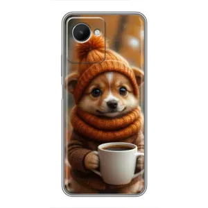 Печатный чехол «Зверята с кофе» для Realme C30s (Собачка с кофе)