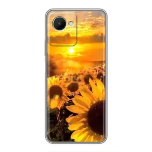 Чехол с Цветами для Realme C30s (поле подсолнухов)