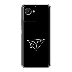Чехол с картинками на черном фоне для Realme C30s (Самолетик)