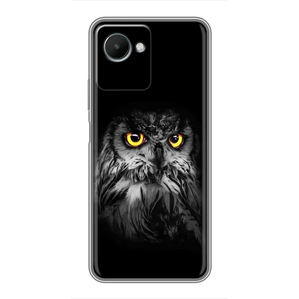 Чехол с рисунком «Сова на чёрном» для Realme C30s Чехол с рисунком «Сова на чёрном» для Realme C30s