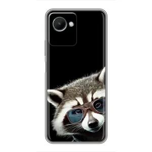 Силиконовый Чехол с Енотами на Realme C30s (Стильный Енот)