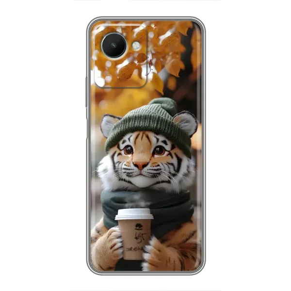 Чехол с рисунком «Тигр с кофе» для Realme C30s Чехол с рисунком «Тигр с кофе» для Realme C30s
