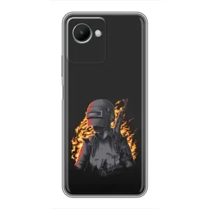 Силиконовый чехол с картинкой "Герой Pubg" на Realme C30s (В огне)