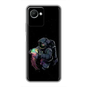 Силиконовый Чехол с принтом "Космонавты" на Realme C30s (В руках земля)