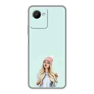 Силиконовый Чехол на Realme C30s с картинкой Стильных Девушек (В шапке)