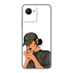 Силиконовый Чехол на Realme C30s с картинкой Стильных Девушек (В зеленом)