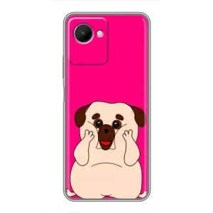 Чехол (ТПУ) Милые собачки для Realme C30s (Веселый Мопсик)