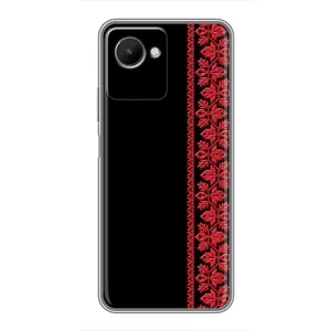 Силиконовый Чехол на Realme C30s с картинкой Вышиванки (Вышиванка на черном)