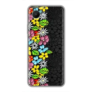 Силиконовый бампер с принтом (цветочки) на Реалми с30s (Яркие цветы на черном)