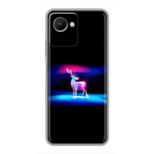 Силиконовый бампер с картинкой животных для Realme C30s (Яркий олень)
