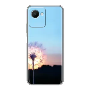Силиконовый Чехол с одуванчиками на Realme C30s (Закат с одуванчиком)