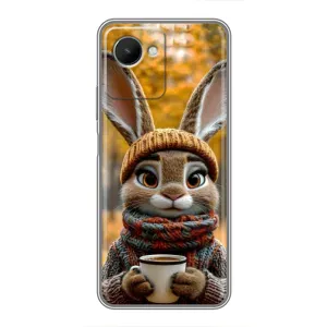 Печатный чехол «Зверята с кофе» для Realme C30s (Зайчик с кофе)