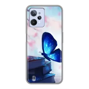 Силиконовый бампер с картинкой животных для Realme C31 (Бабочка синяя)