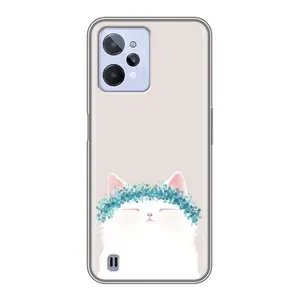 Чехол на тематику: Коты для Realme C31 (Белый котик)