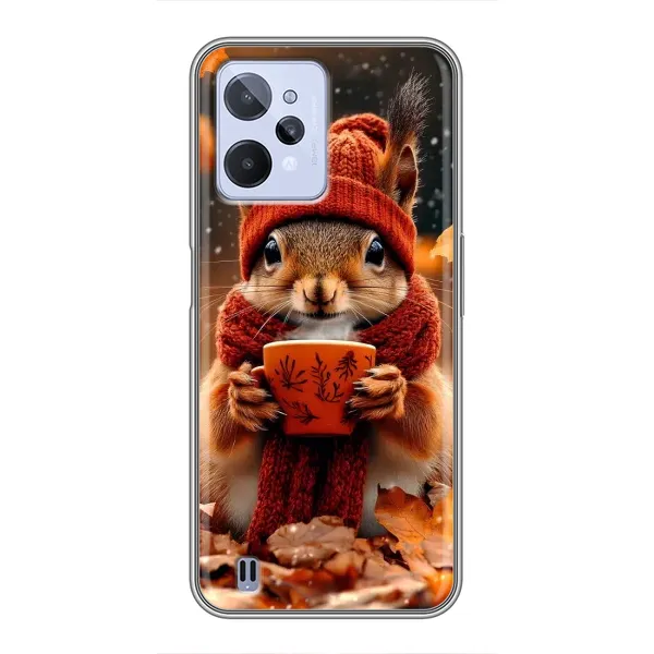 Чехол с рисунком «Белка с кофе» для Realme C31 Чехол с рисунком «Белка с кофе» для Realme C31