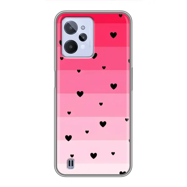 Чехол с рисунком «Чорные сердечки» для Realme C31 Чехол с рисунком «Чорные сердечки» для Realme C31