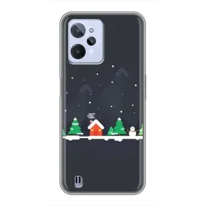 Силиконовый бампер на рождество для Realme C31 (Город зимний)