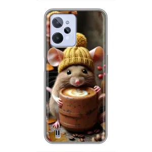 Печатный чехол «Зверята с кофе» для Realme C31 (Мышка с кофе)