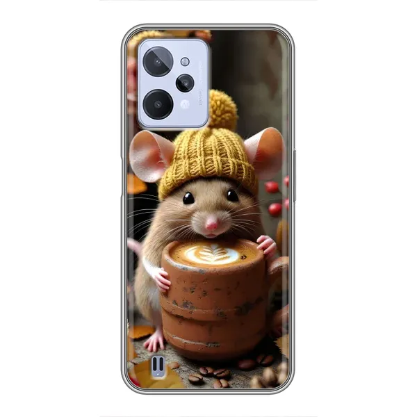 Чехол с рисунком «Мышка с кофе» для Realme C31 Чехол с рисунком «Мышка с кофе» для Realme C31