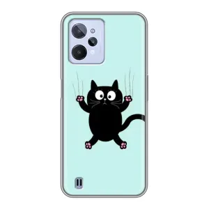 Силиконовый чехол с котиком для Realme C31 (Падающий кот)