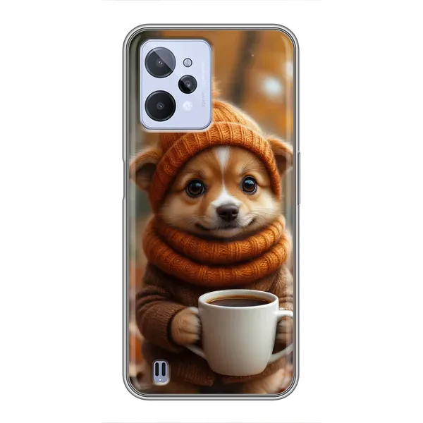 Чехол с рисунком «Собачка с кофе» для Realme C31 Чехол с рисунком «Собачка с кофе» для Realme C31
