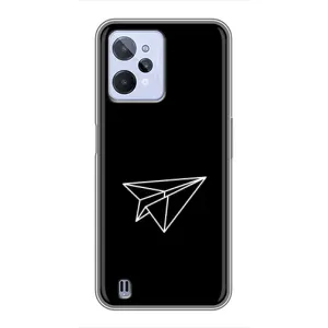 Чехол с картинками на черном фоне для Realme C31 (Самолетик)
