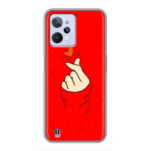 Чехлы (Знак сердечка) на Realme C31 (Сердце на красном)