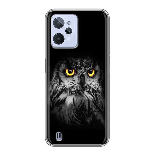 Чехол с рисунком «Сова на чёрном» для Realme C31 Чехол с рисунком «Сова на чёрном» для Realme C31