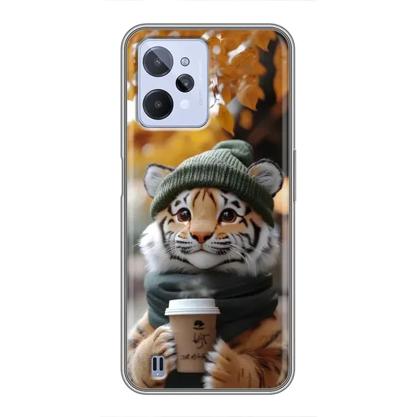 Чехол с рисунком «Тигр с кофе» для Realme C31 Чехол с рисунком «Тигр с кофе» для Realme C31