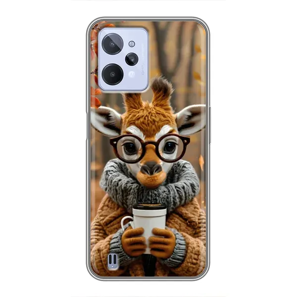 Чехол с рисунком «Жираф с кофе» для Realme C31 Чехол с рисунком «Жираф с кофе» для Realme C31
