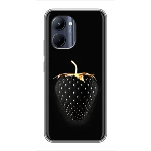 Чехол с изображением вкусной еды для Realme C33 (Чёрная клубника)