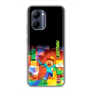 Чехлы для Realme C33 (Персонажи Майн Крафт) (Герой Майнкрафт)