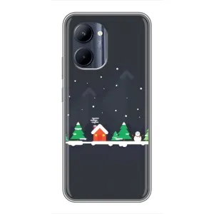 Силиконовый бампер на рождество для Realme C33 (Город зимний)