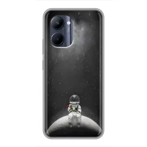 Силиконовый Чехол с принтом "Космонавты" на Realme C33 (Космонавт романтик)