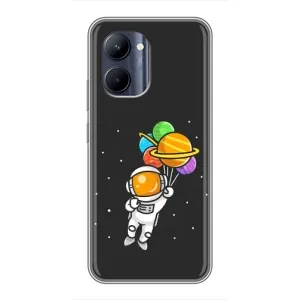 Силиконовый Чехол с принтом "Космонавты" на Realme C33 (Космонавт с шариками)