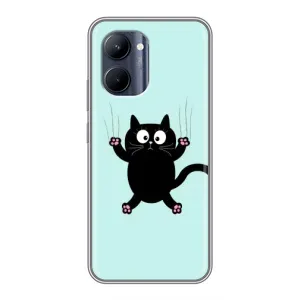 Силиконовый чехол с котиком для Realme C33 (Падающий кот)
