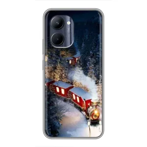 Силиконовый бампер на рождество для Realme C33 (Поезд)