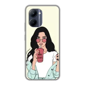 Силіконовый Чохол на Realme C33 з картинкой Модных девушек (З напоєм)