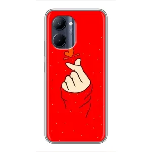 Чохол (Знак сердечка) для Realme C33 (Сердечко на червоному)
